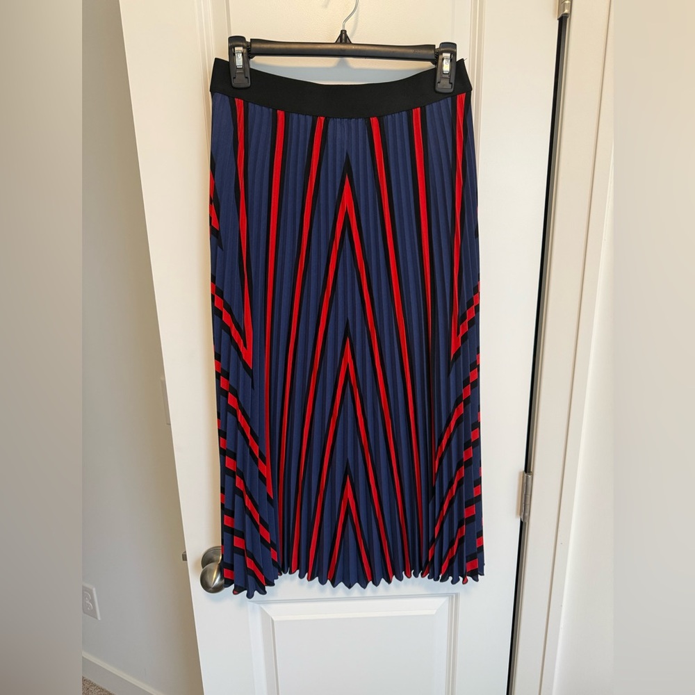 H&M Navy and Red Striped A-Line Skirt